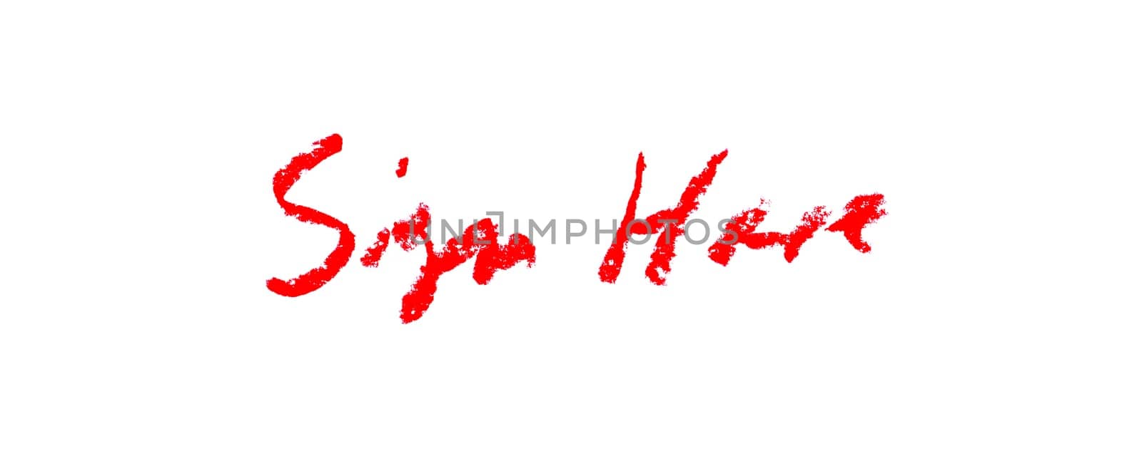 Sign Here - Hand drawn Signature with red color