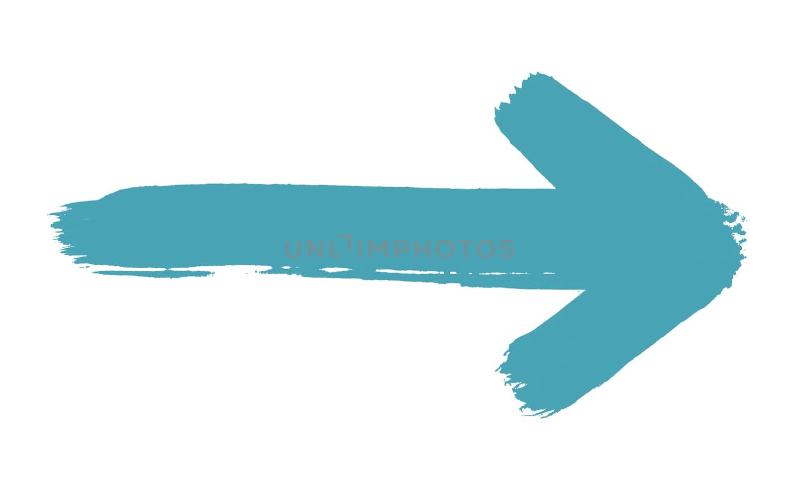 Thick light blue arrow made with brush showing right