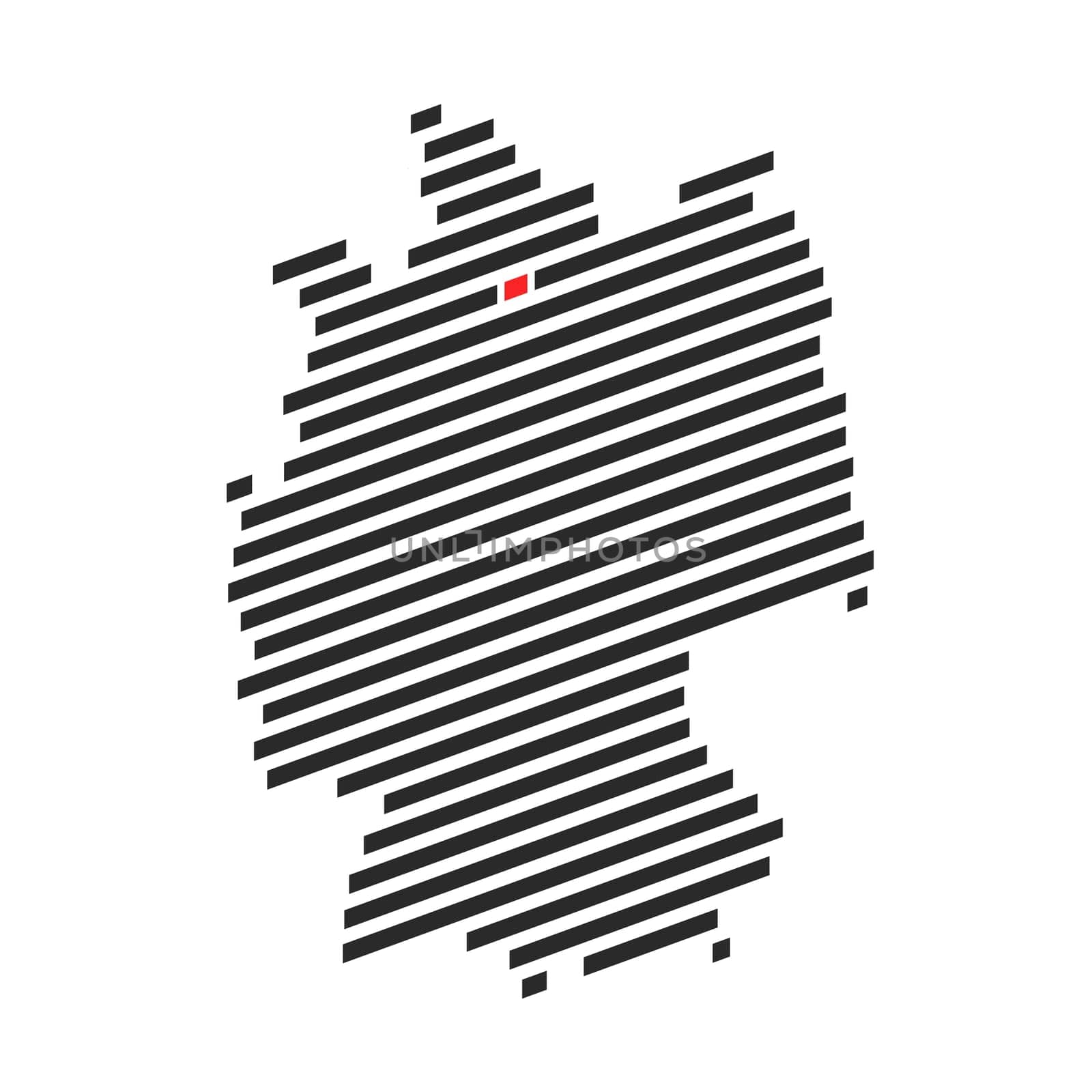 Modern diagonal black stripe map of Germany showing Federal State of Hamburg