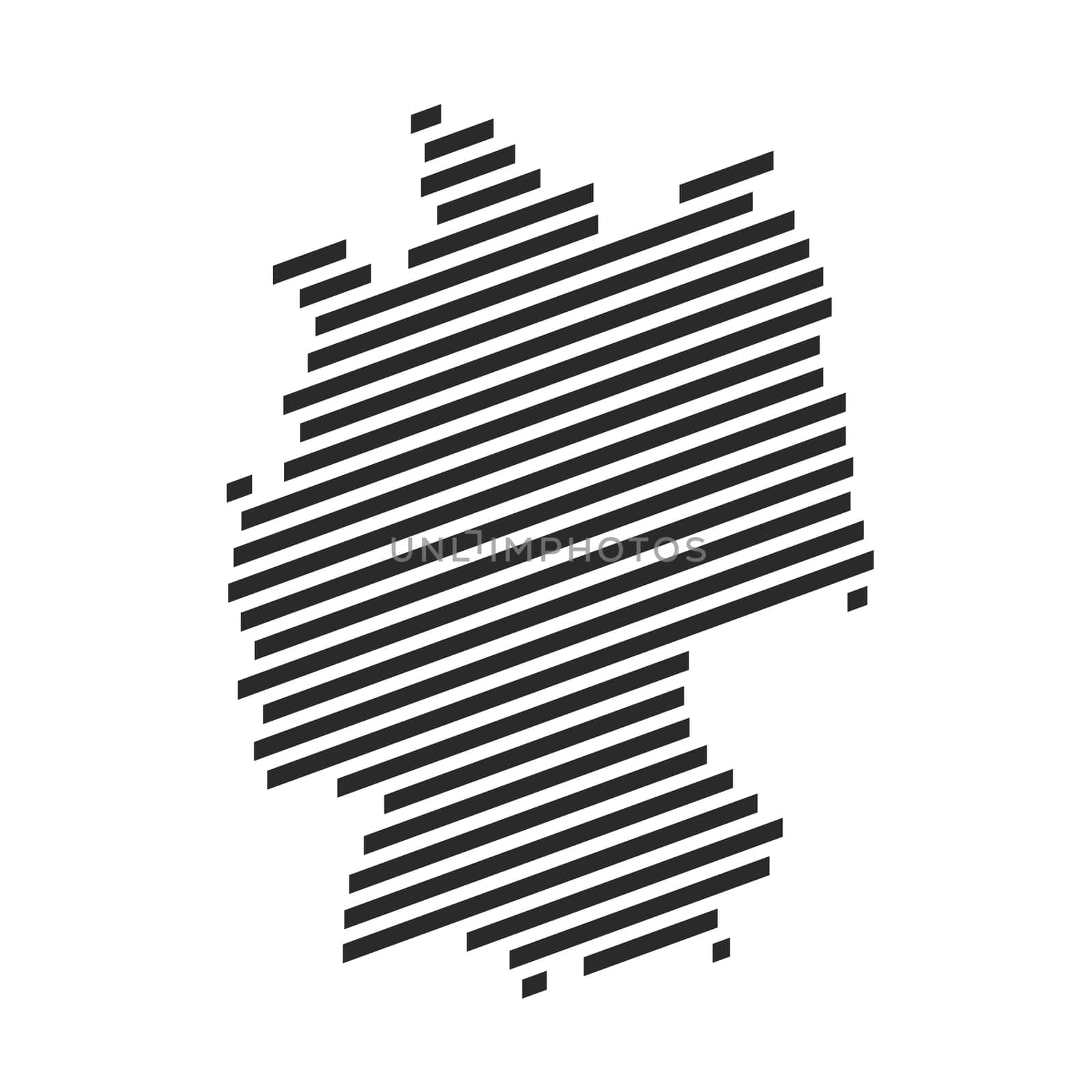 Modern diagonal black stripe map of Germany
