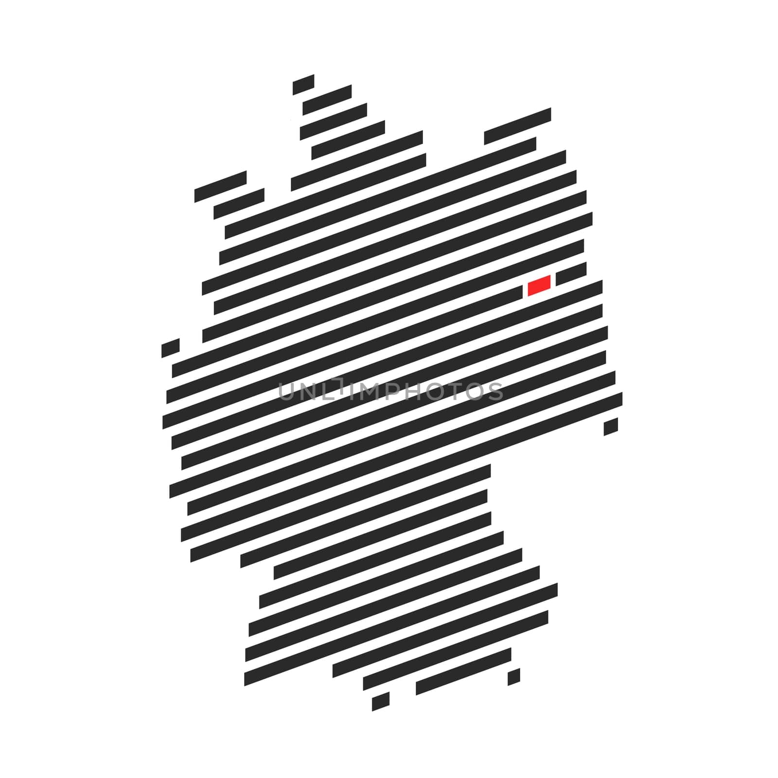 Modern diagonal black stripe map of Germany showing Federal State of Berlin