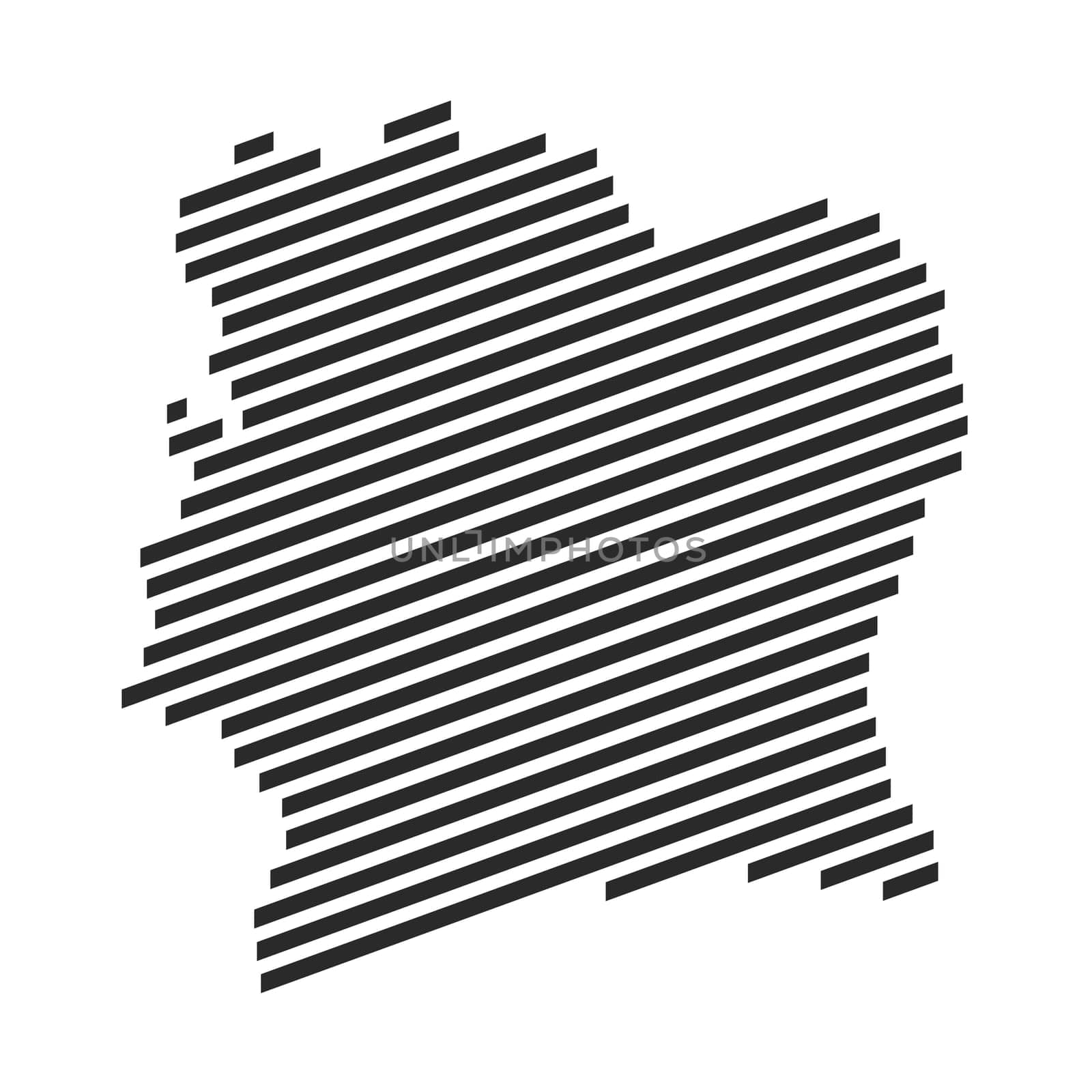 Diagonal black stripe map of Ivory Coast
