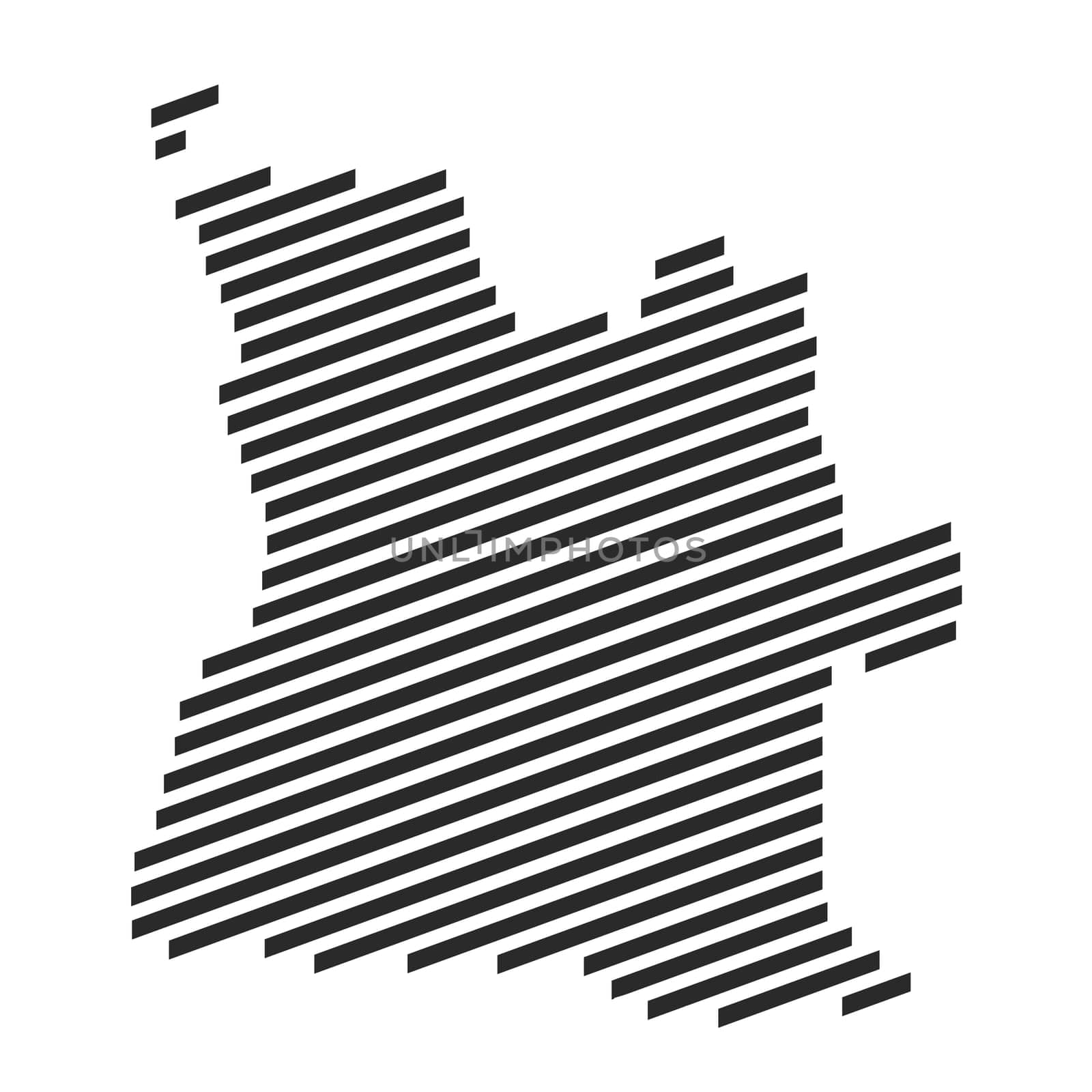 Diagonal black stripe map of Angola