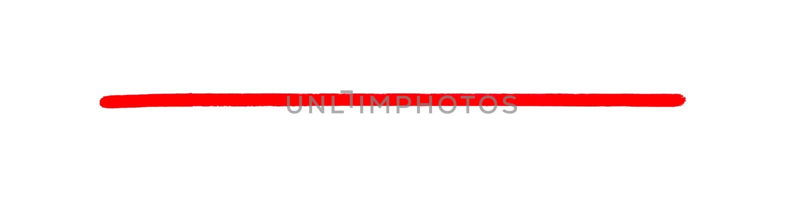 Long hand painted red stripe to underline