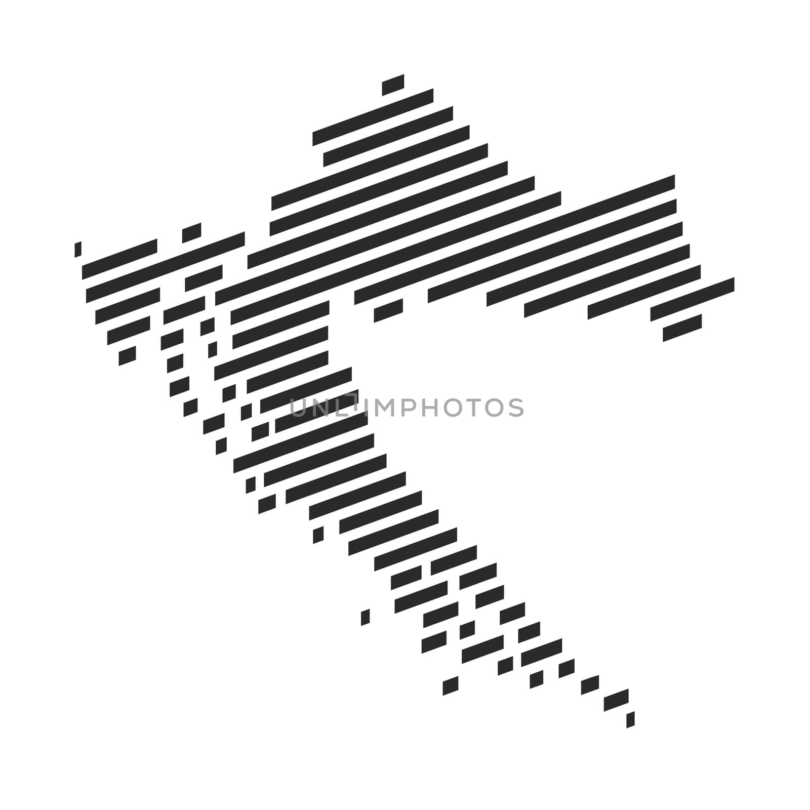 Diagonal black stripe map of Croatia