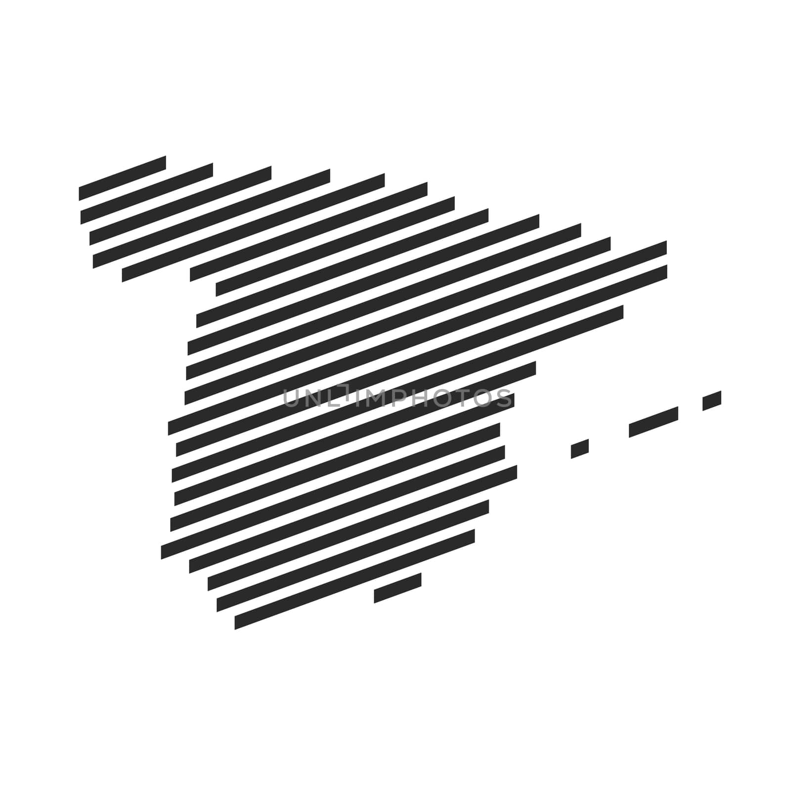 Diagonal black stripe map of Spain