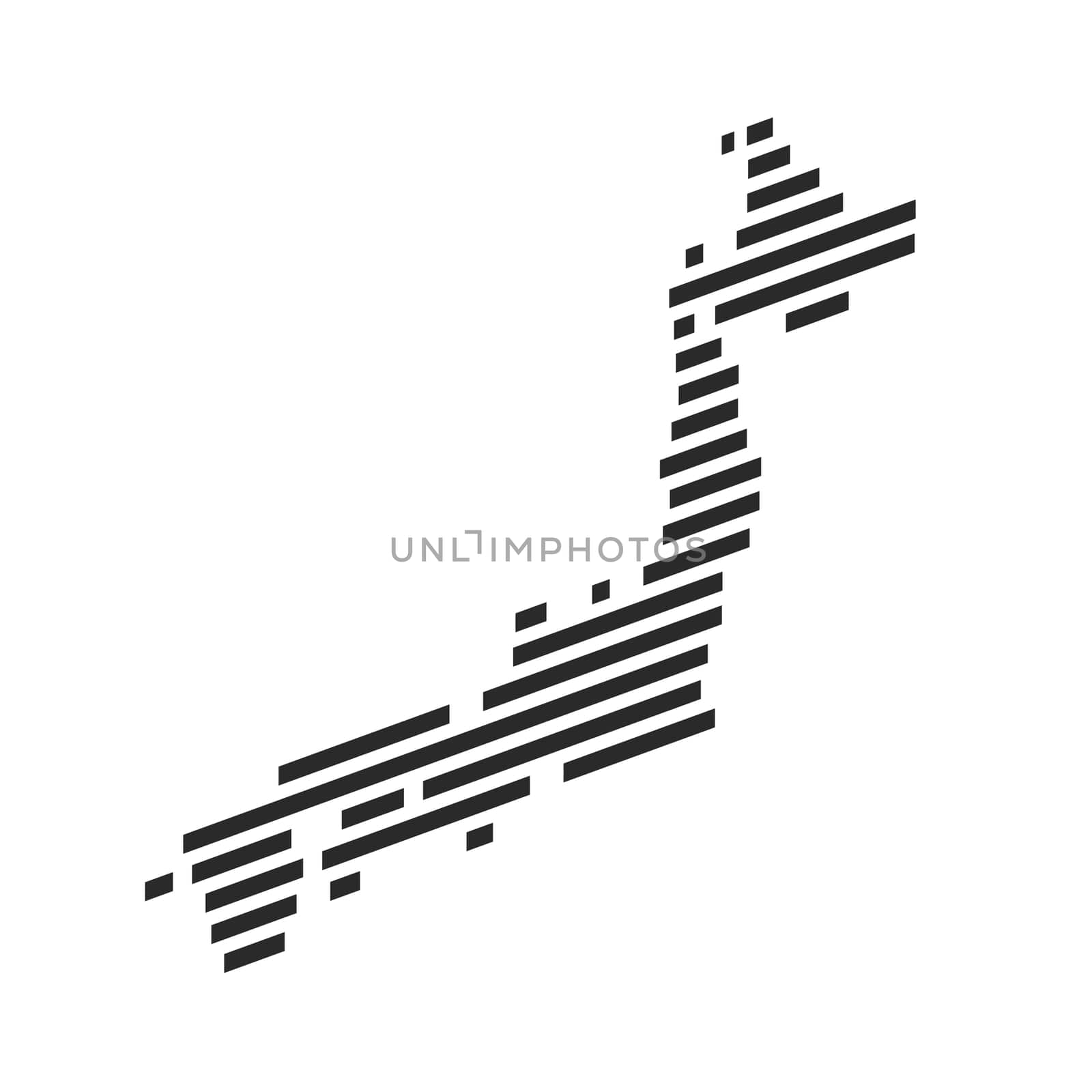 Diagonal black stripe map of Japan