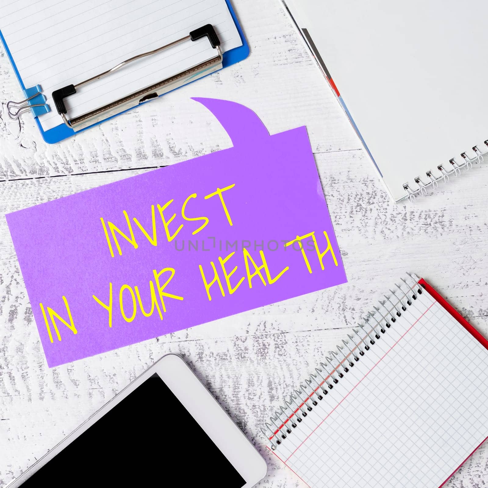 Text sign showing Invest In Your Health, Business idea Live a Healthy Lifestyle Quality Food for Wellness