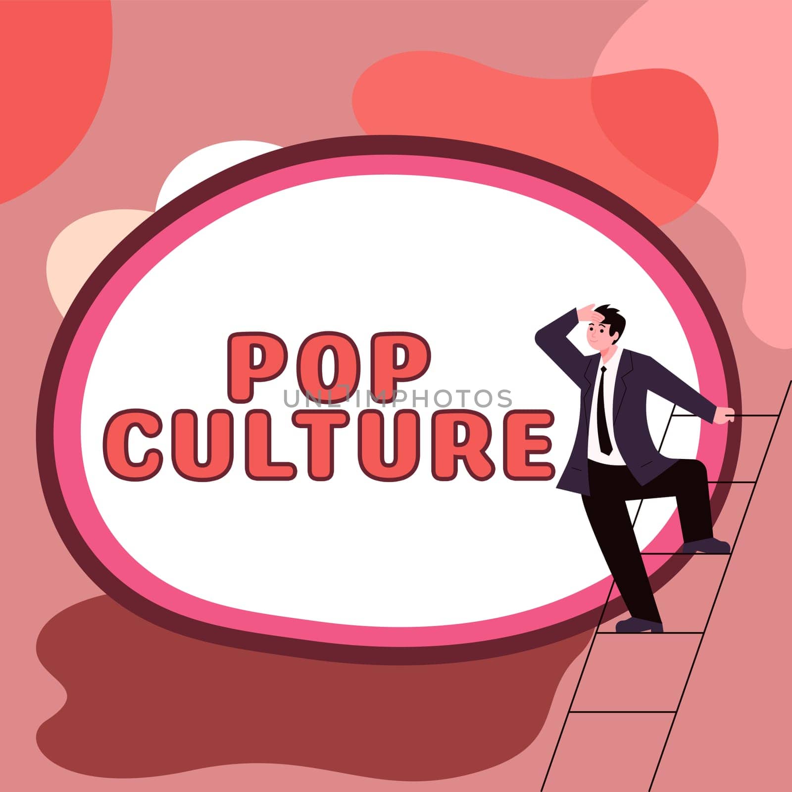 Text showing inspiration Pop Culture, Word for describes the lifestyle and tastes of the majority of mostly younger people