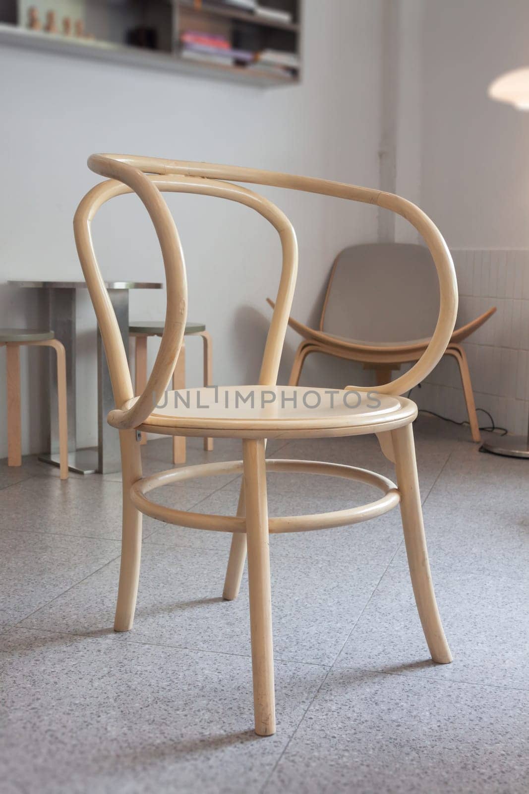 Wooden chair decorated in coffee shop, stock photo