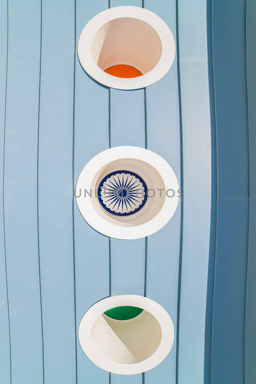 Decorated portholes at sheashore house. Cabanas de Tavira, Portugal