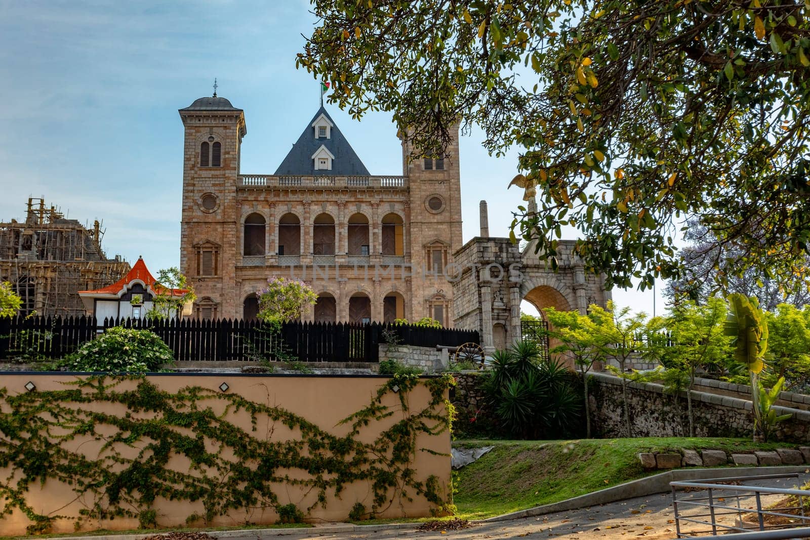 Rova of Antananarivo, front view to Queen's Palace, historic royal residence on top of the hill, Antananarivo, Madagascar