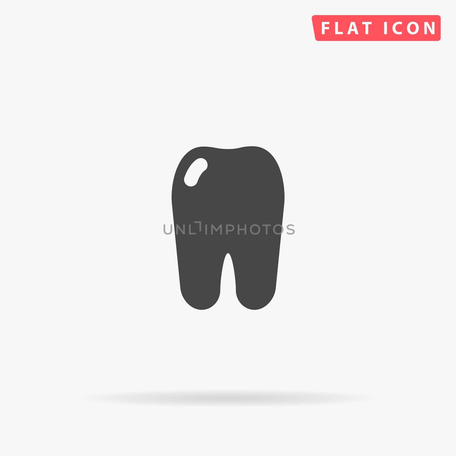 Simple Tooth. Simple flat black symbol with shadow on white background. Vector illustration pictogram