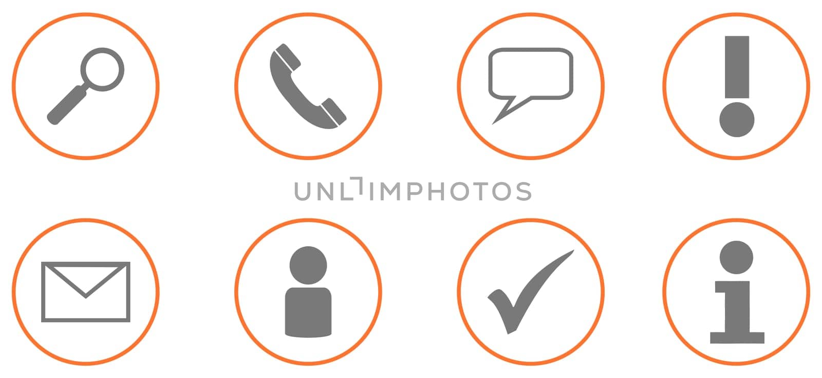8 contact or business icons in red circles