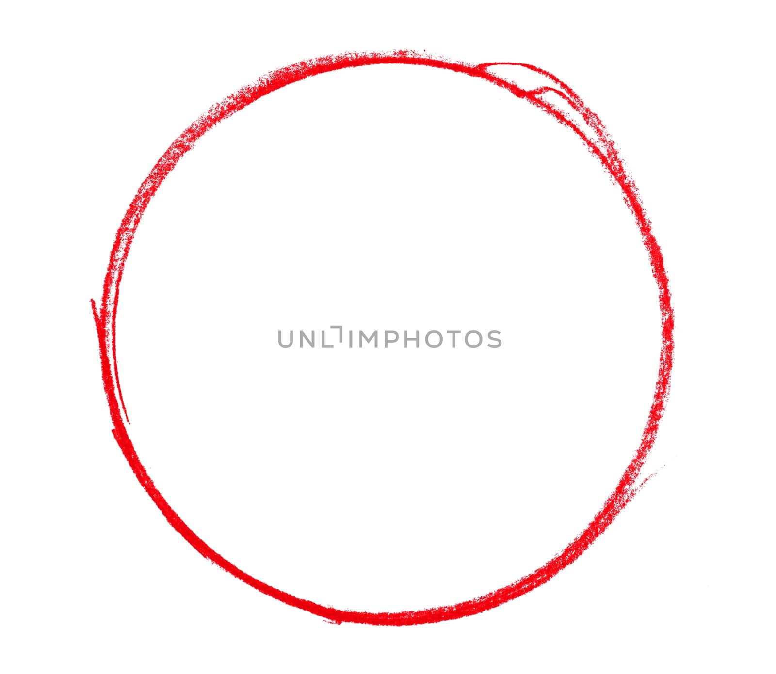 Sketch of empty hand drawn circle made with red pencil