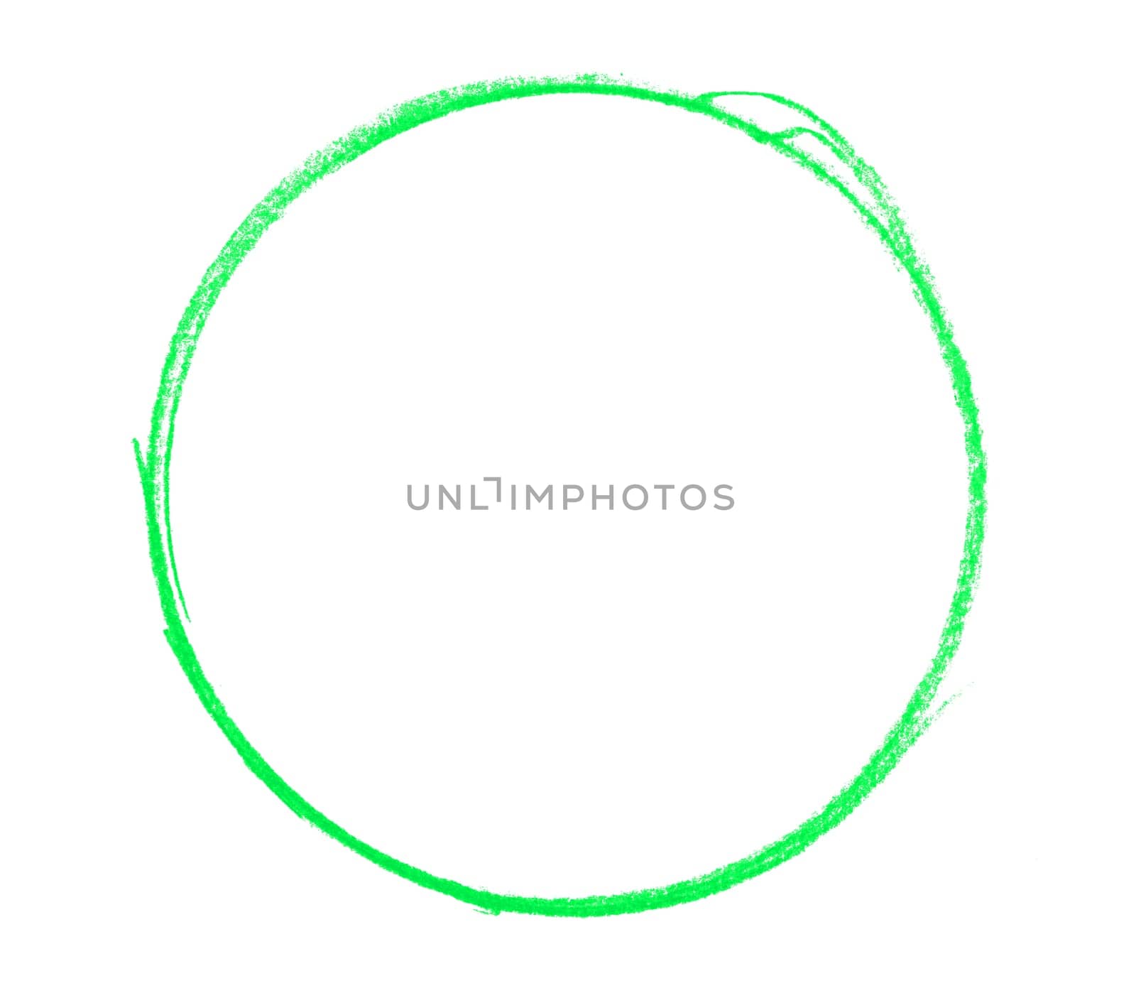 Sketch of empty hand drawn circle made with green pencil