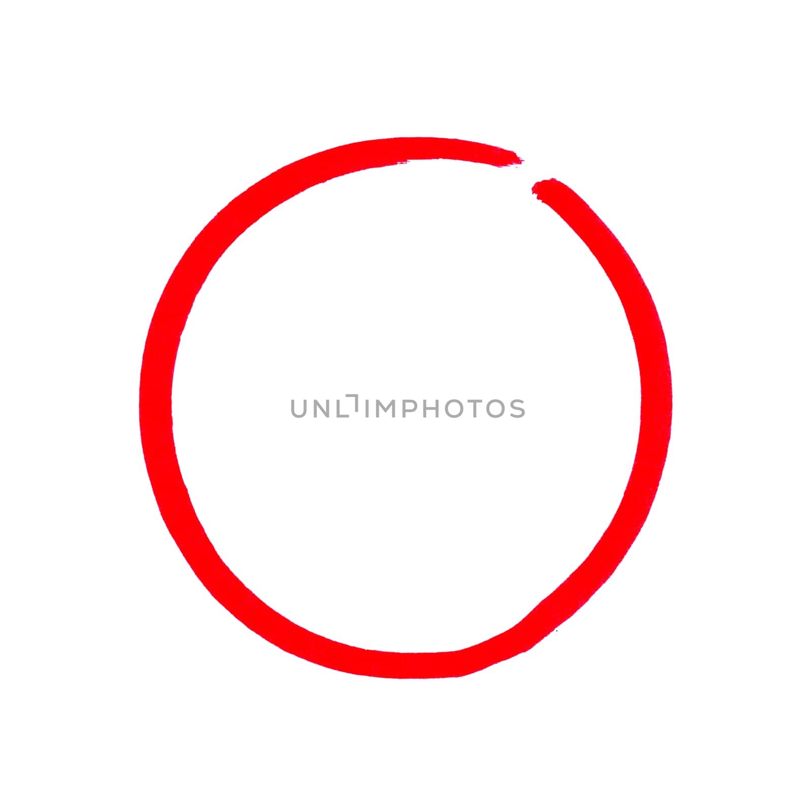 Hand painted red circle made with pencil