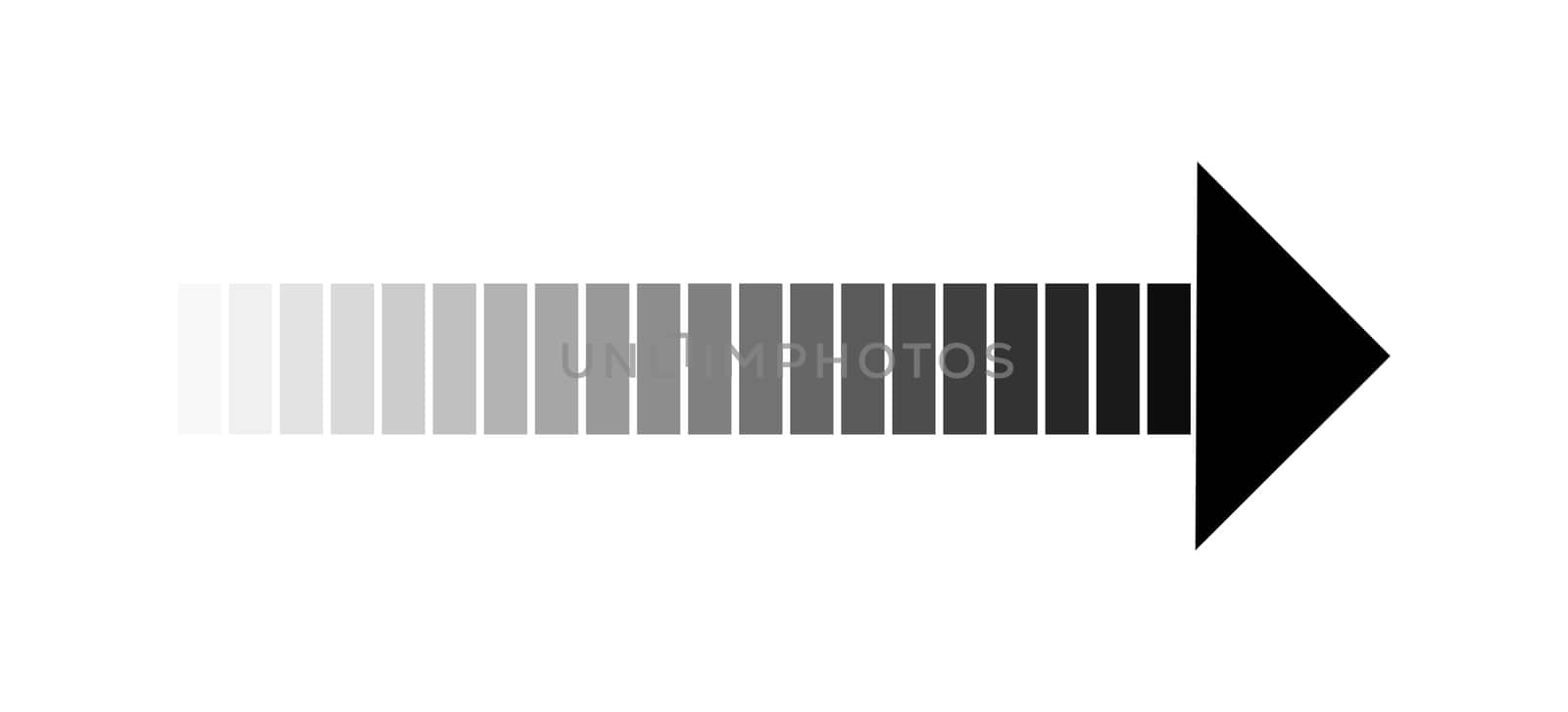 Long black arrow with gradient color showing direction