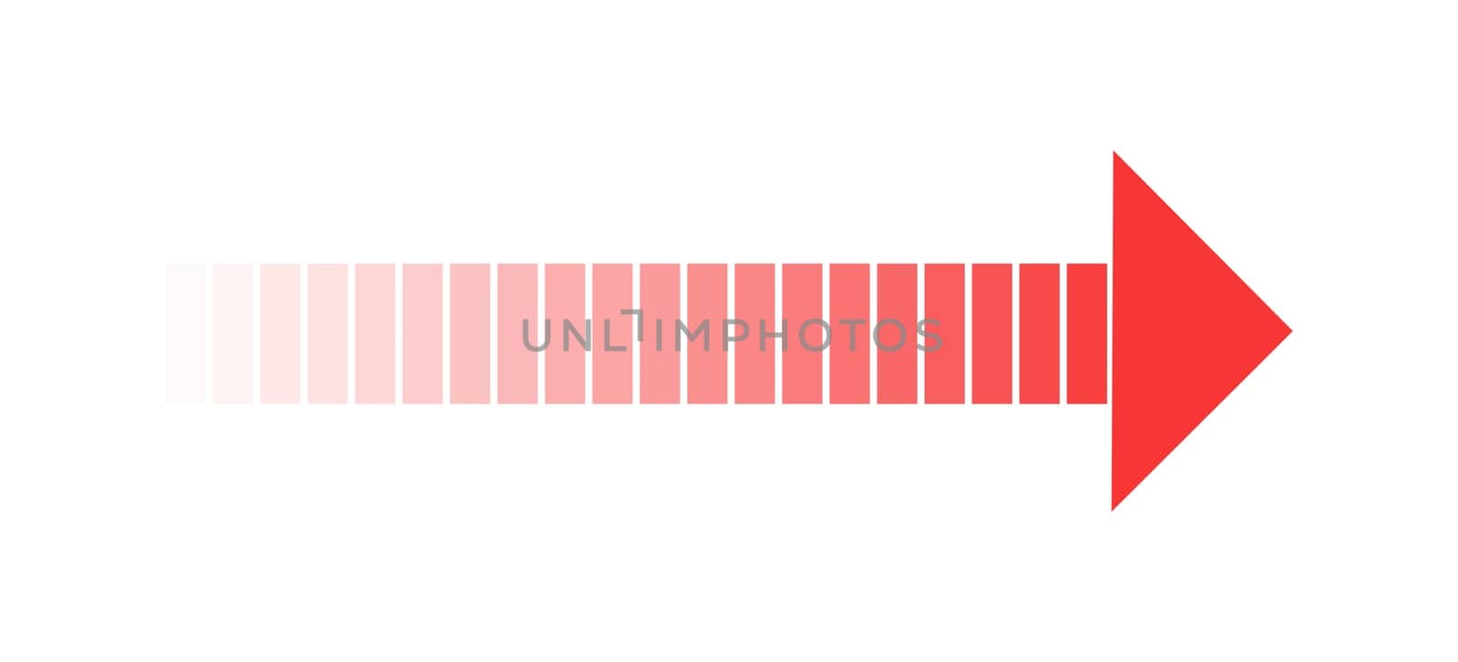 Long red arrow with gradient color showing direction