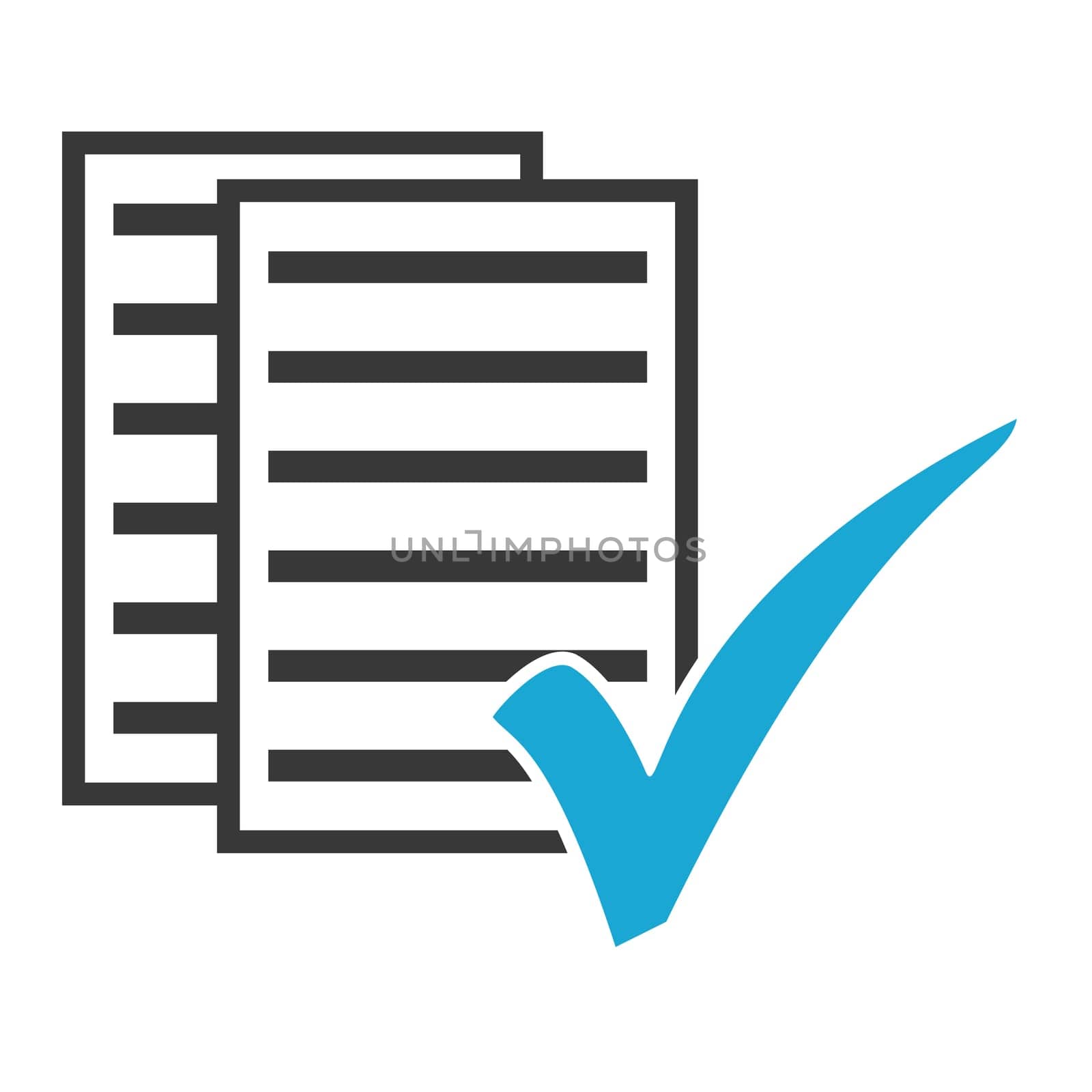 Documents or papers with blue tick