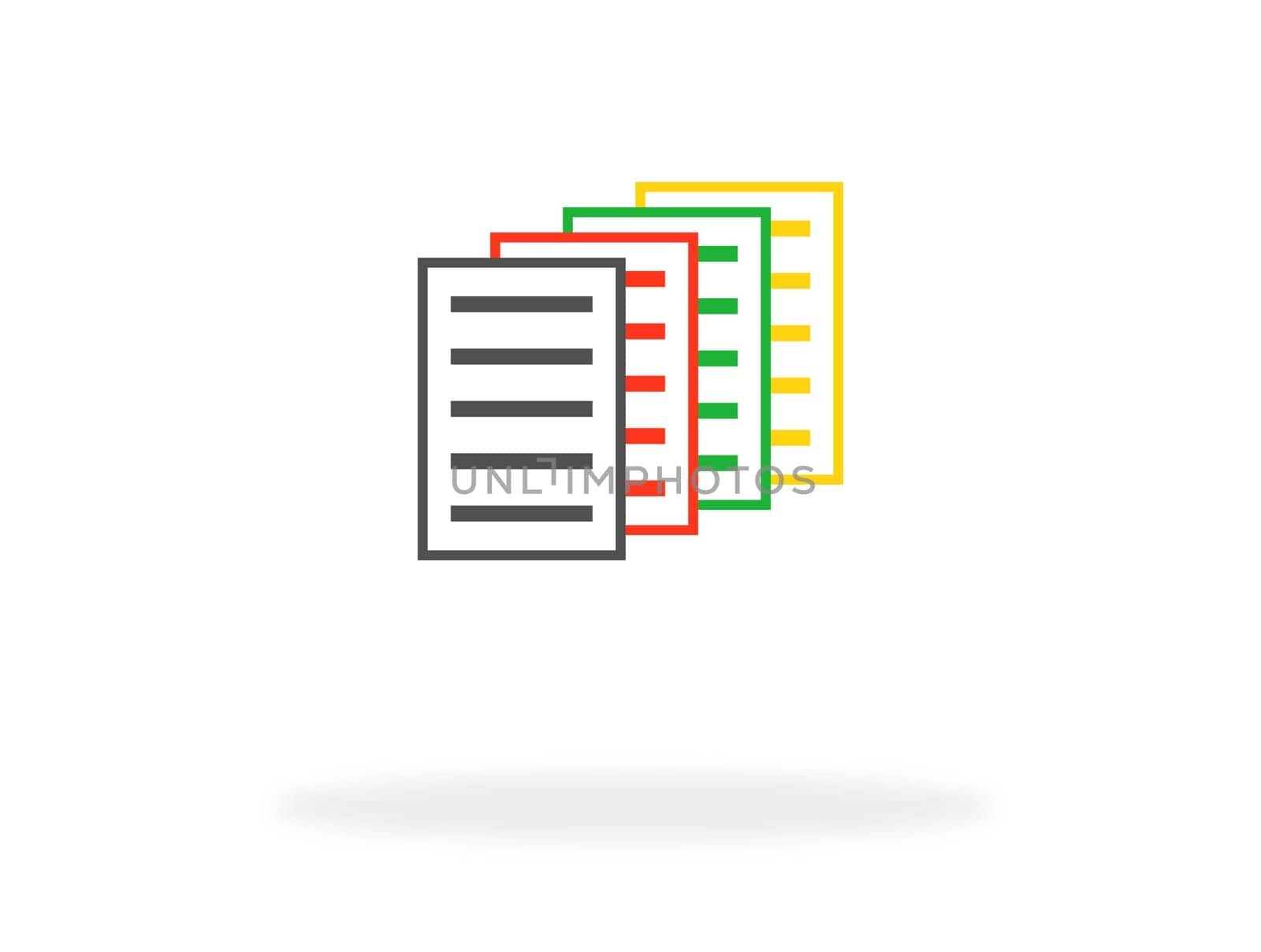 Business icon: 4 colorful papers or documents