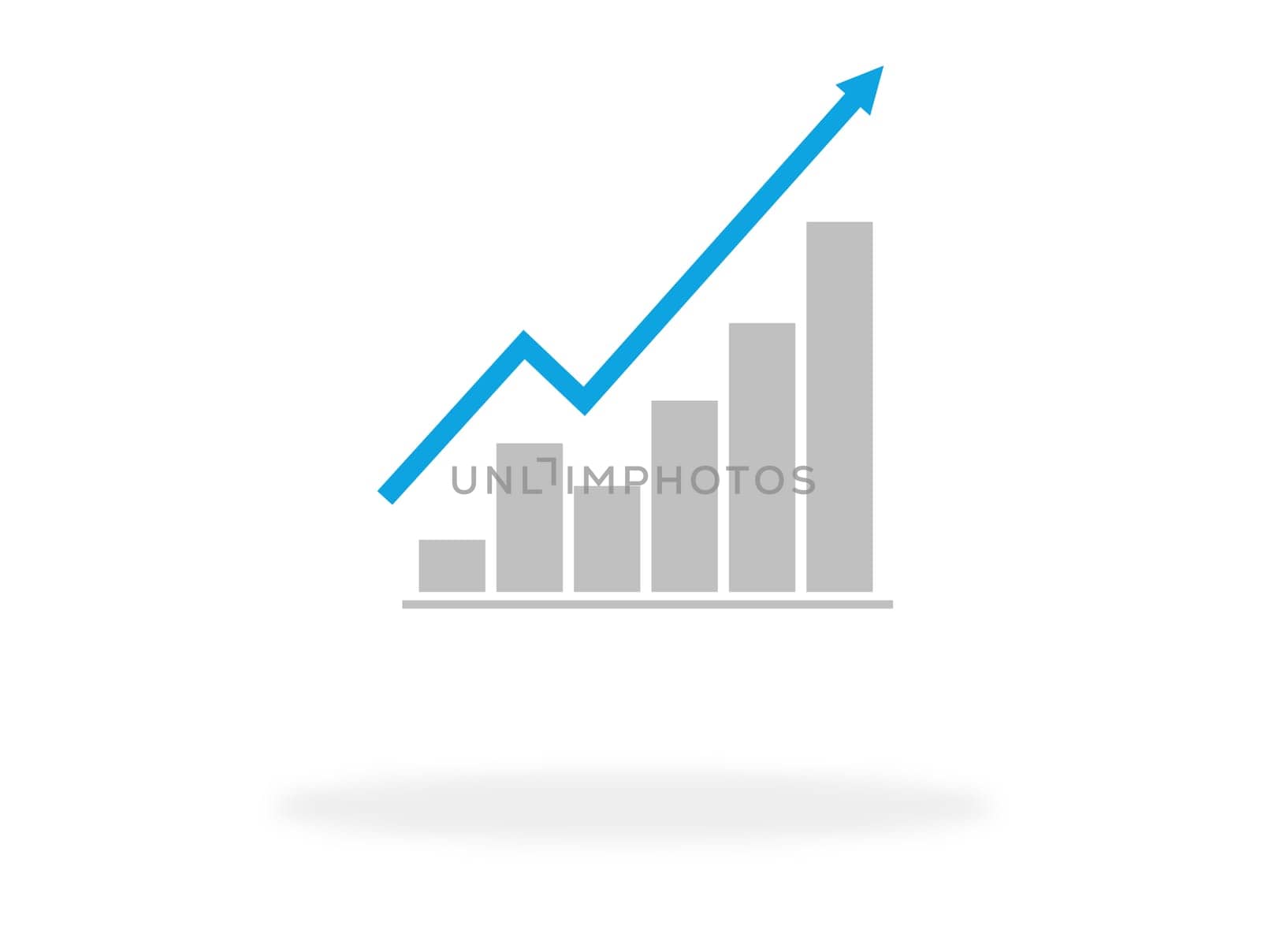 Successful business icon or chart with growth and arrow
