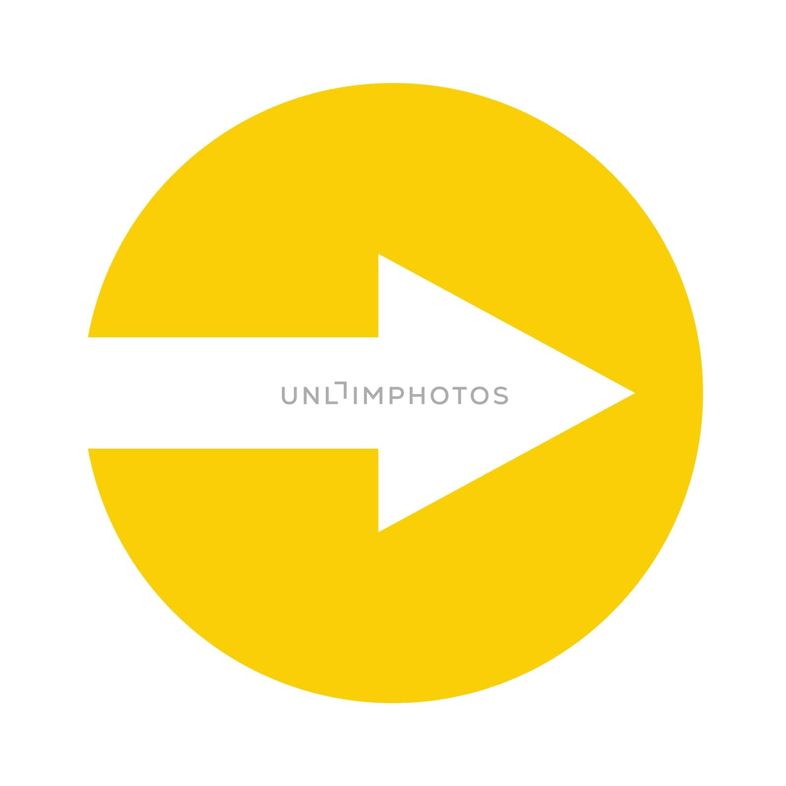 Arrow Button yellow showing direction