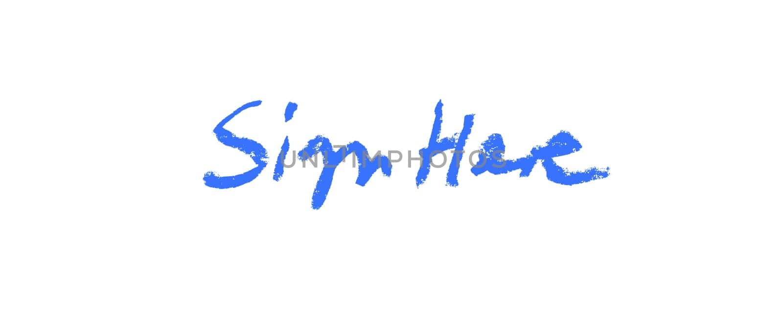 Sign Here blue - Hand written signature