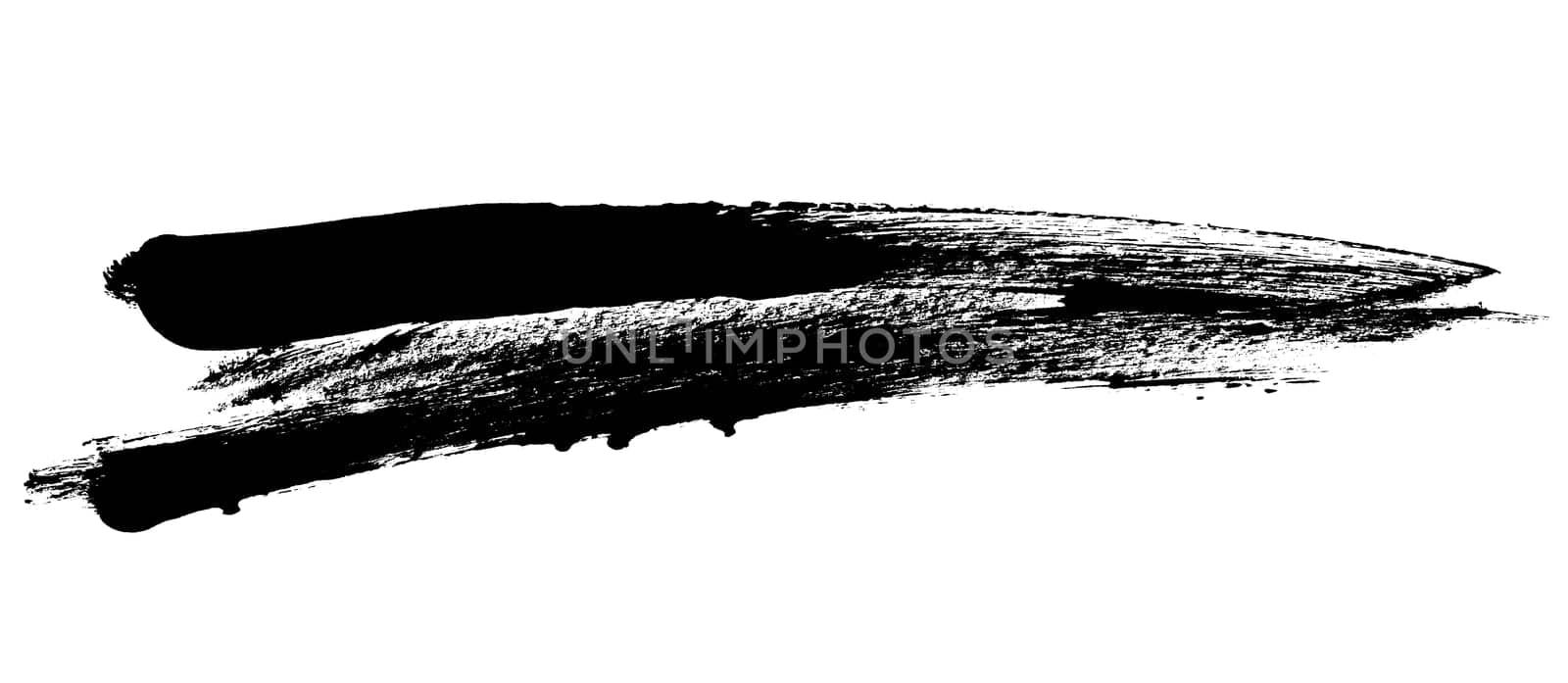 Dirty sketch of black paintbrush stroke on white background