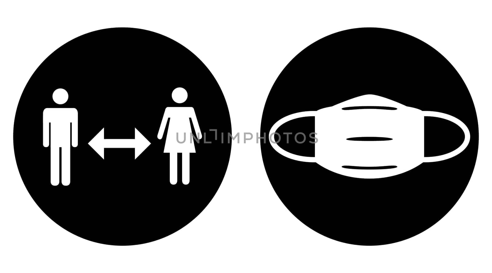 Keep your distance and wear a mask - Black Button Banner