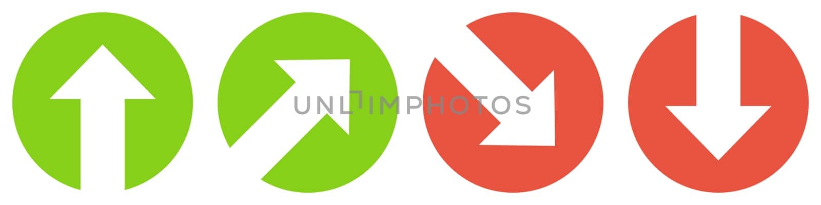 4 Buttons with arrow green and red showing up and down
