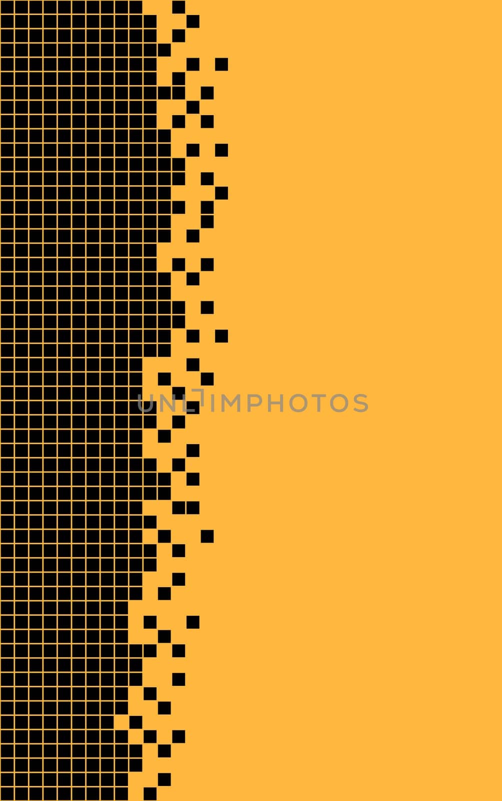 Dots grid or frame with black squares on orange background