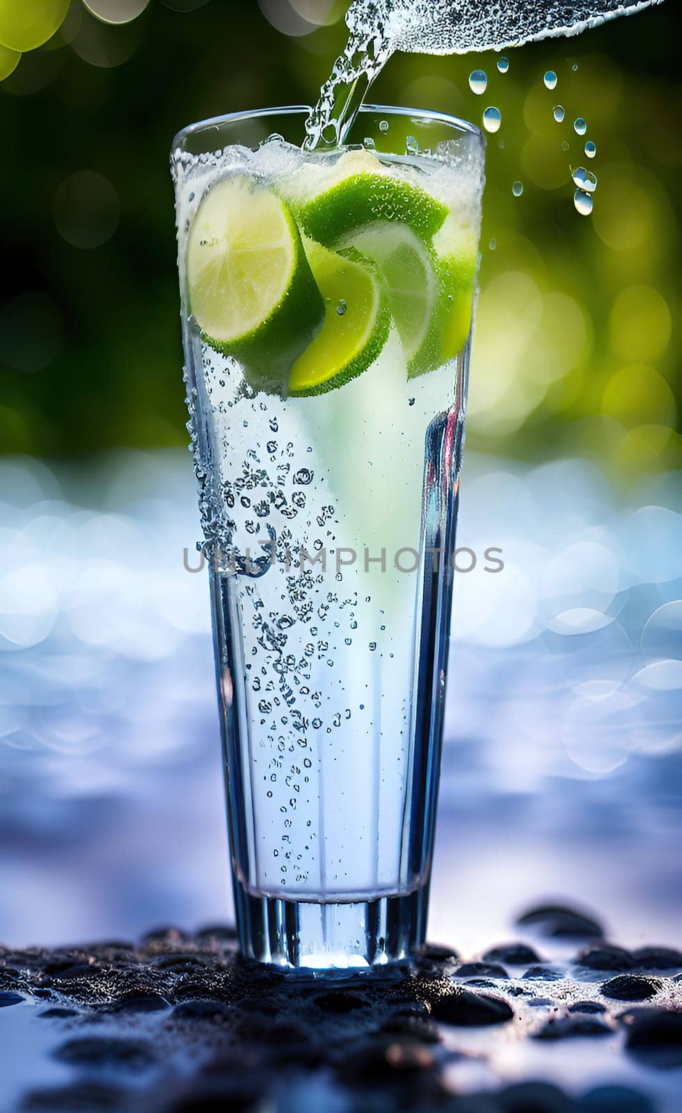 Summer drinks refreshing cocktails on green background