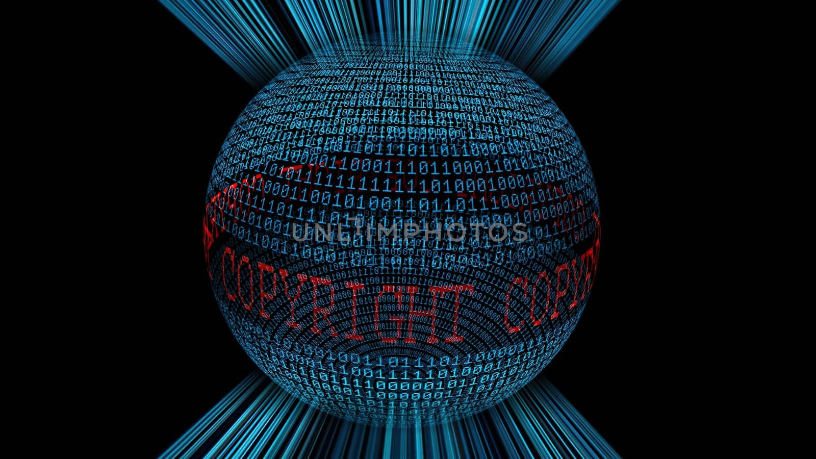 Copyright and binary data sphere concept,Copyright and binary data sphere concept