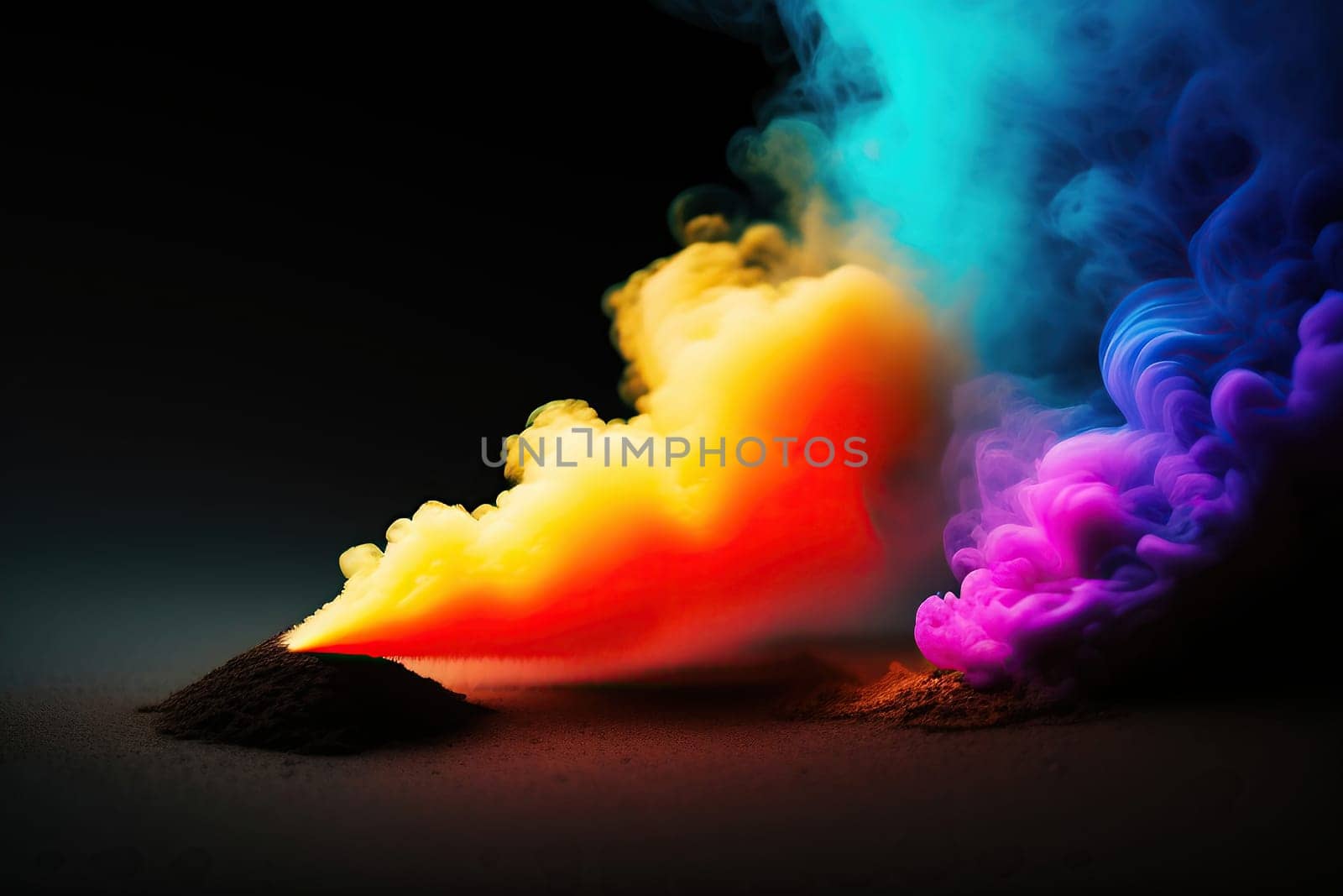 Abstract colorful ink and smoke waves