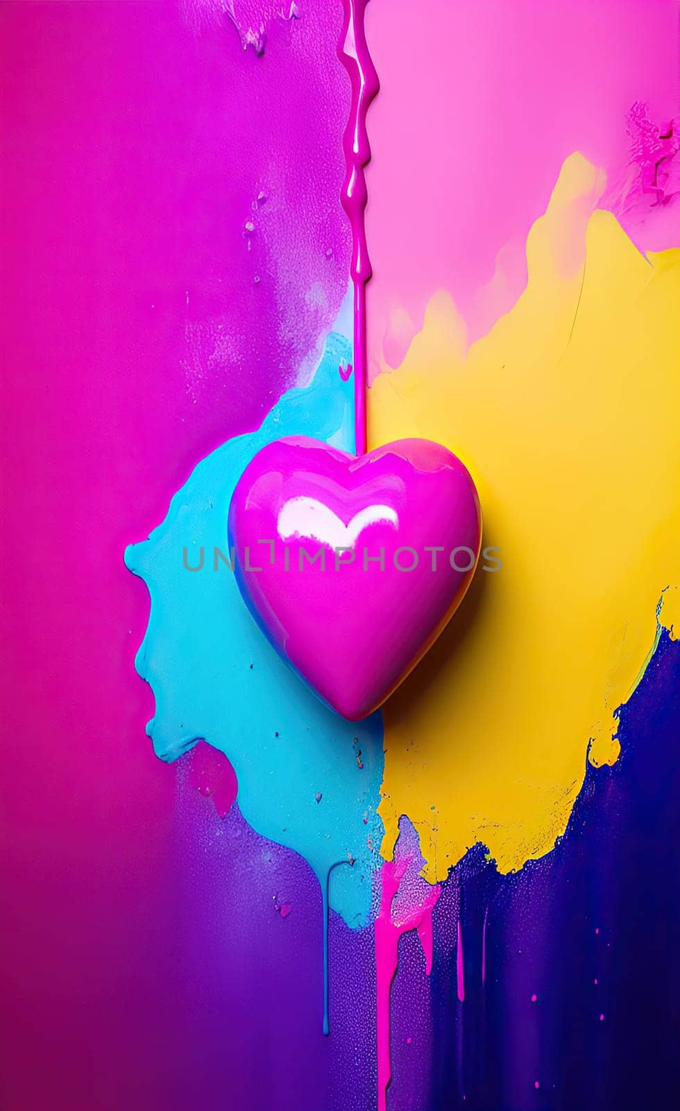 Colorful heart with paint splatters