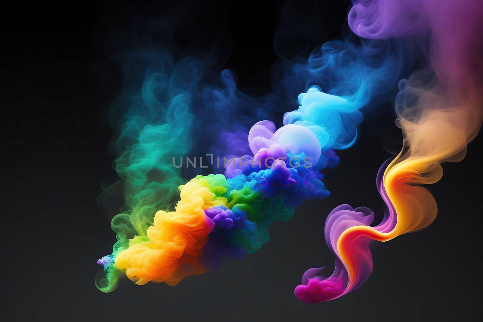 Abstract colorful ink and smoke waves