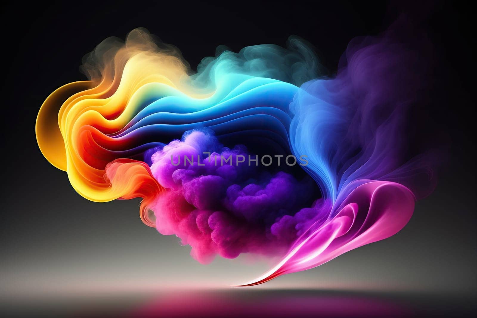 Abstract colorful ink and smoke waves