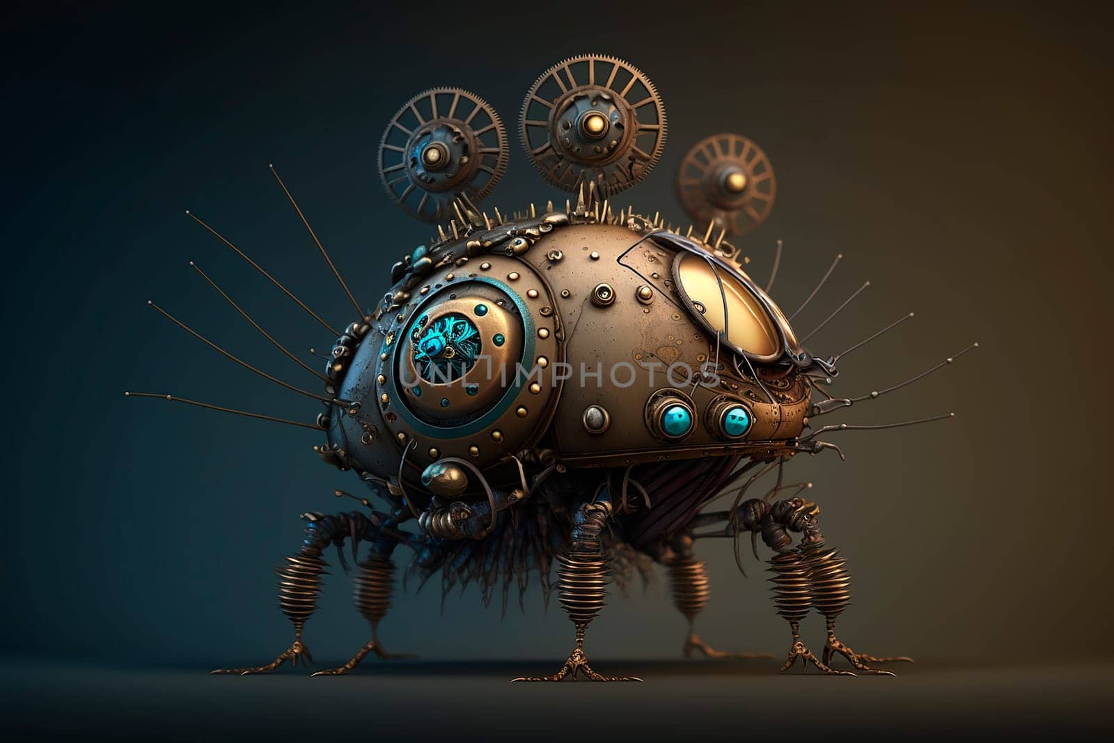 generative ai illustration of steampunk creature