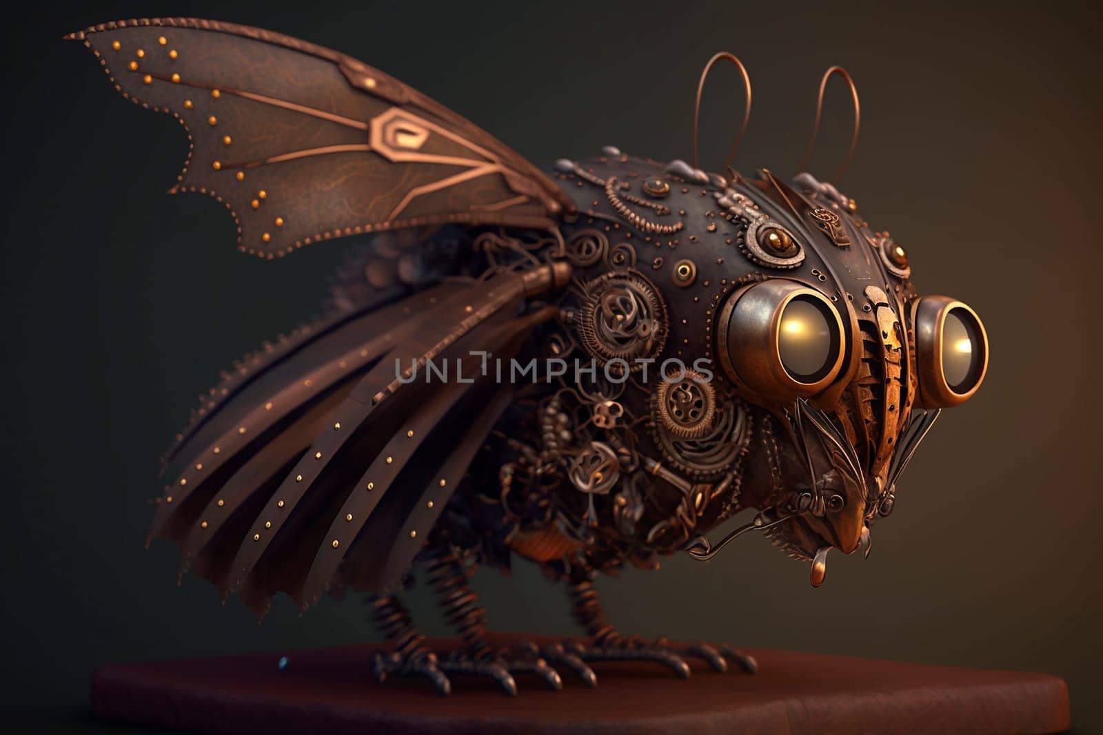generative ai illustration of steampunk creature