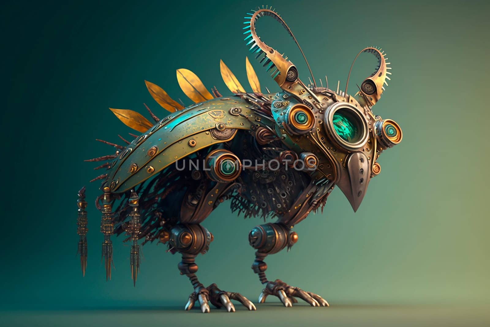 generative ai illustration of steampunk creature