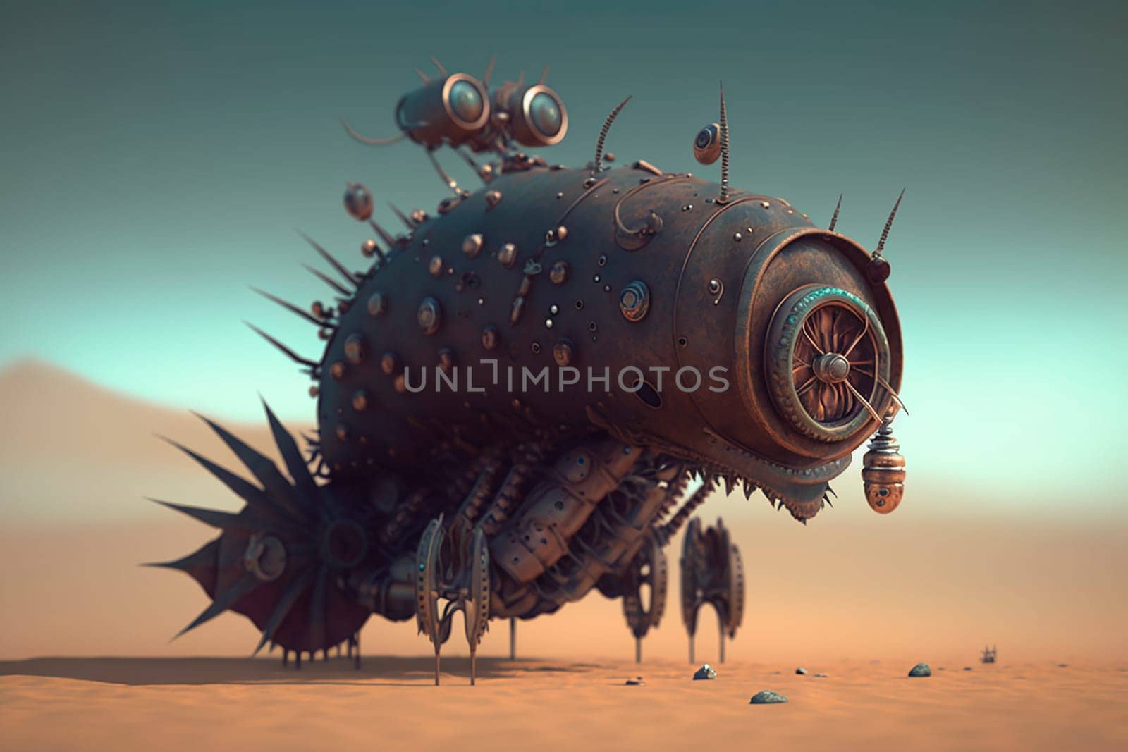 generative ai illustration of steampunk creature