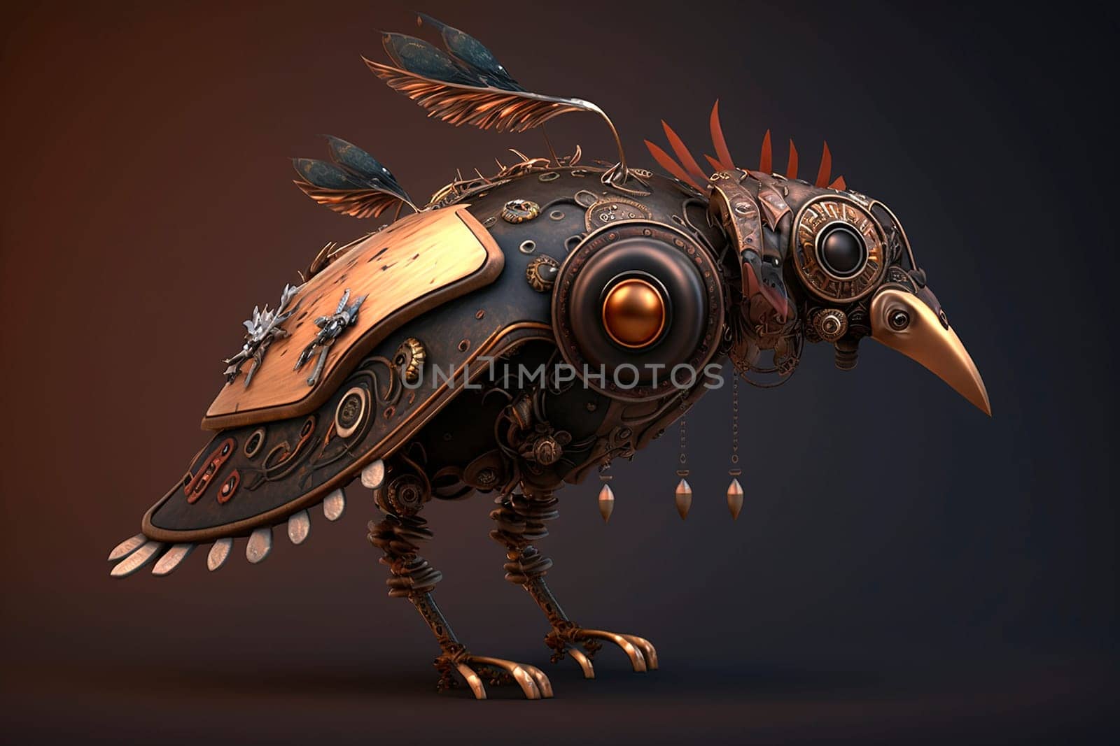 generative ai illustration of steampunk creature