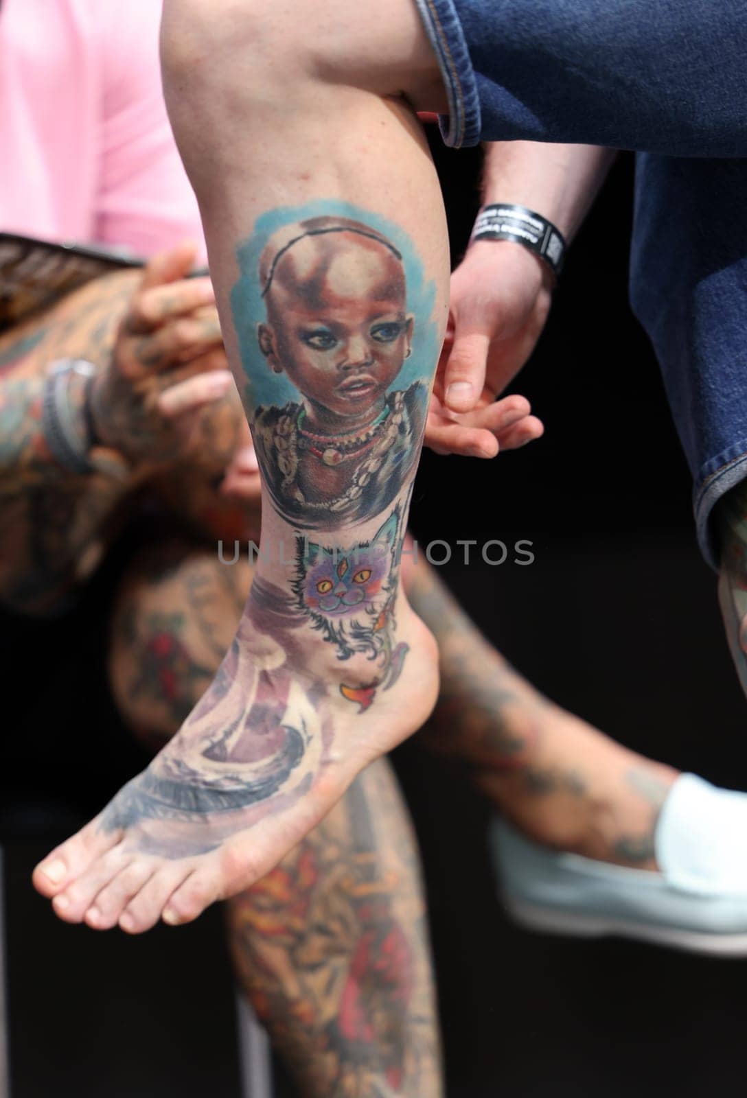 Krakow, Poland -  June 11, 2022: Unidentified  participant at 15th Tattoofest Convention in Cracow. One of the most prestigious tattoo festivals.