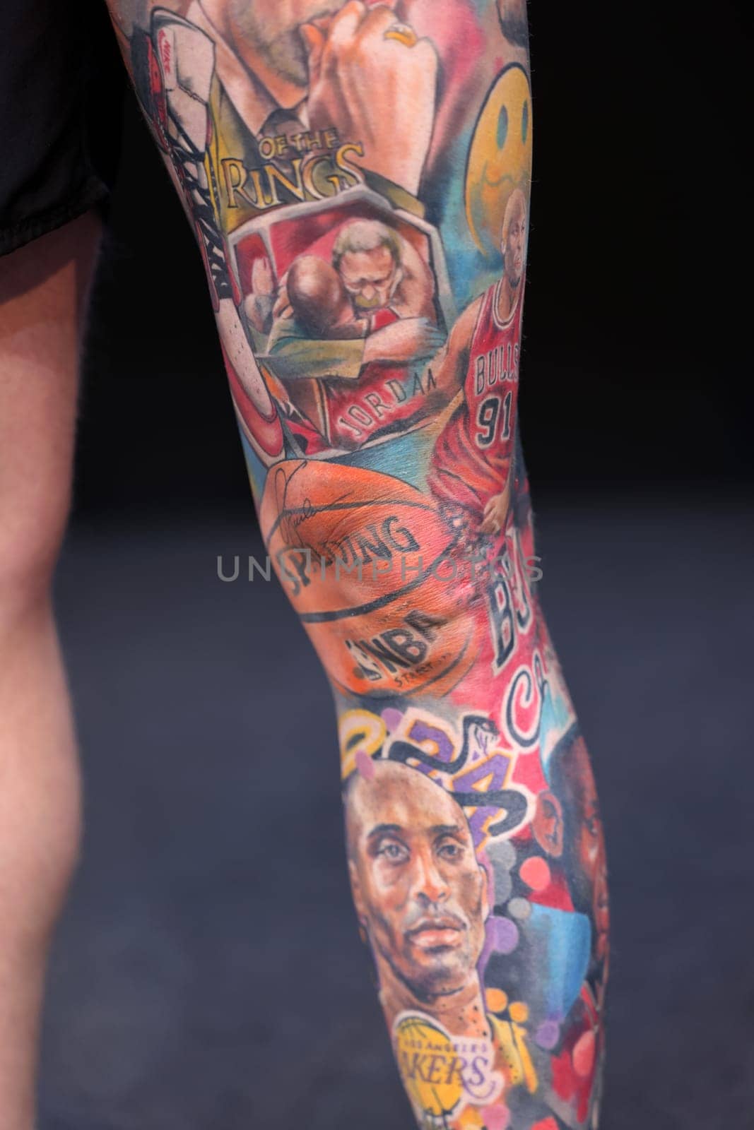 Krakow, Poland - June 12, 2022: Unidentified participant during the contest for the best tattoo at the 15th Tattoofest Convention in Cracow. One of the most prestigious tattoo festivals.