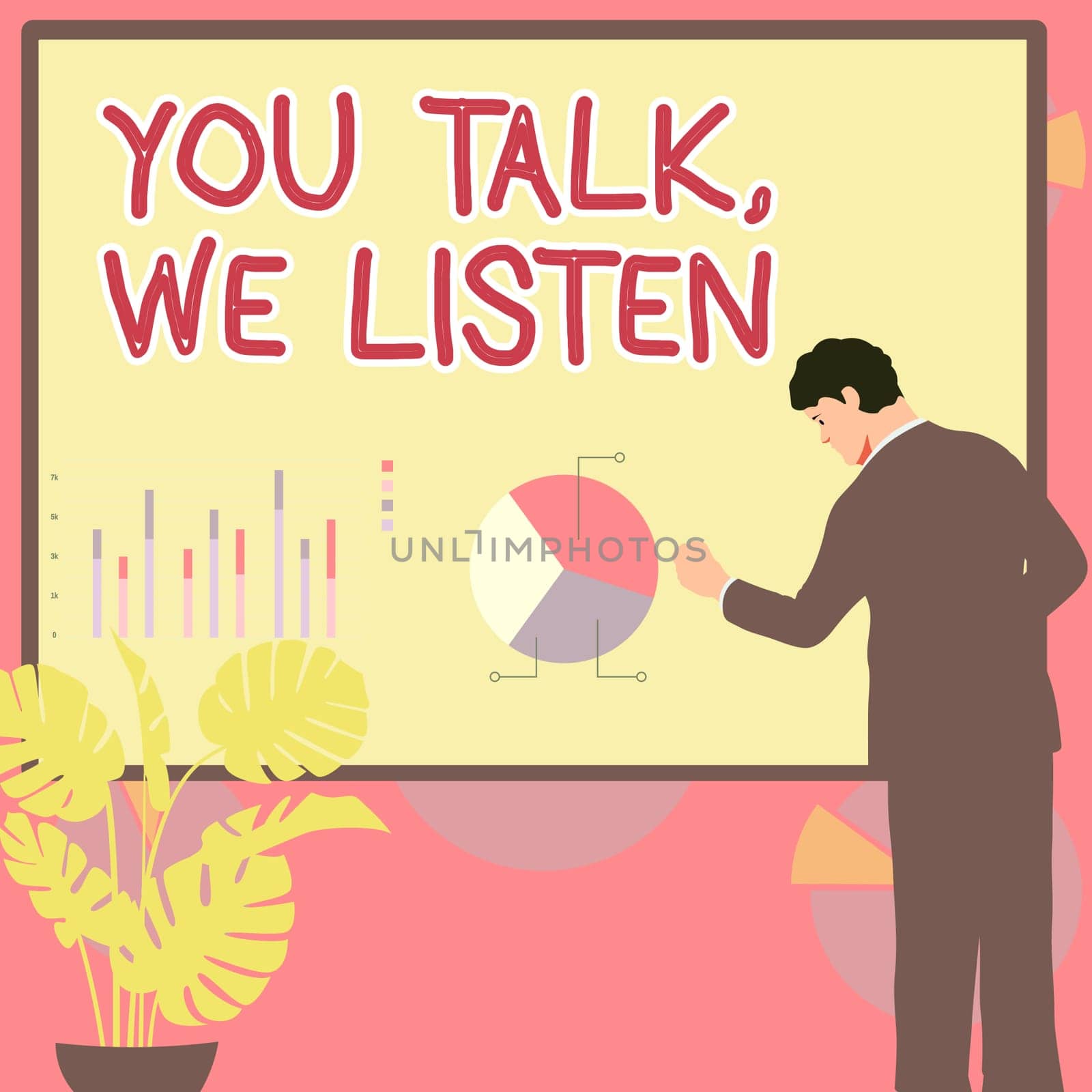 Text showing inspiration You Talk, We Listen, Business approach Two Way Communication Motivational Conversation