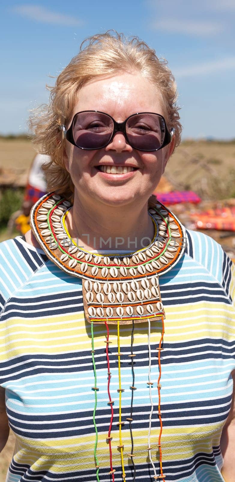 Portrait of woman wearing traditional handmade accessories, Kenya. africa