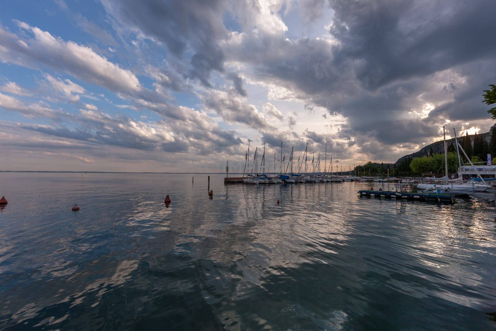 Panorama of the harbor, Lake Garda, Italy