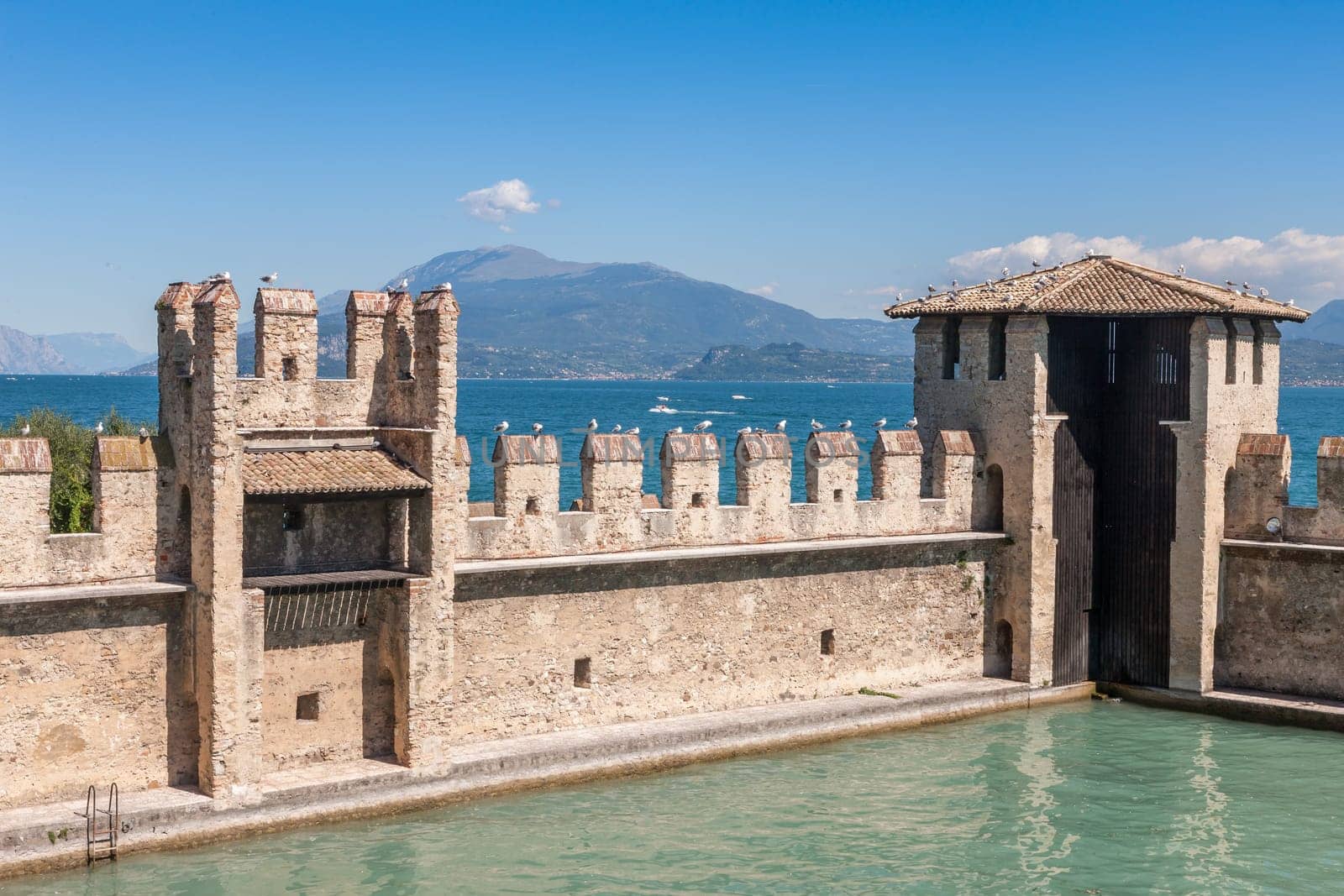 Castello Scaligero Sirmione Castle, built in XIV century, Lake Garda, Sirmione, Italy