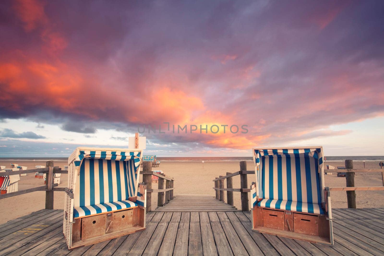 Beach baskets sunrise